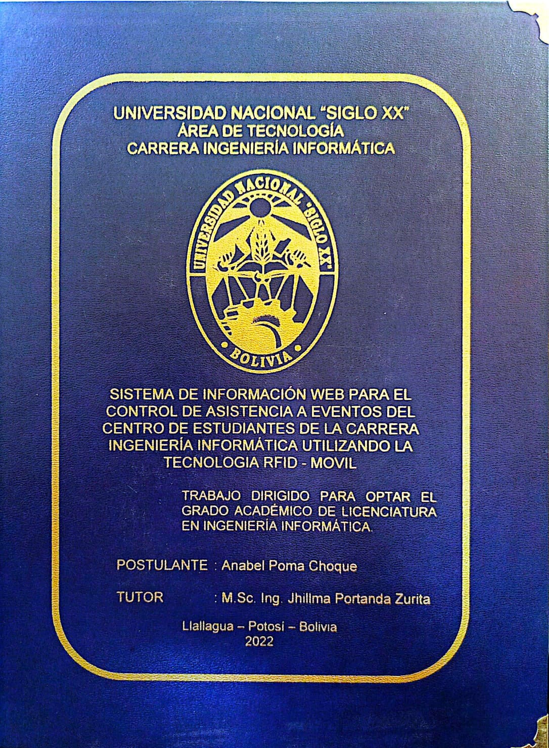 Portada SISTEMA DE INFORMACIÓN WEB PARA EL CONTROL DE ASISTENCIA A EVENTOS DEL CENTRO DE ESTUDIANTES DE LA CARRERA INGENIERÍA INFORMÁTICA UTILIZANDO LA TECNOLOGÍA RFID - MOVIL